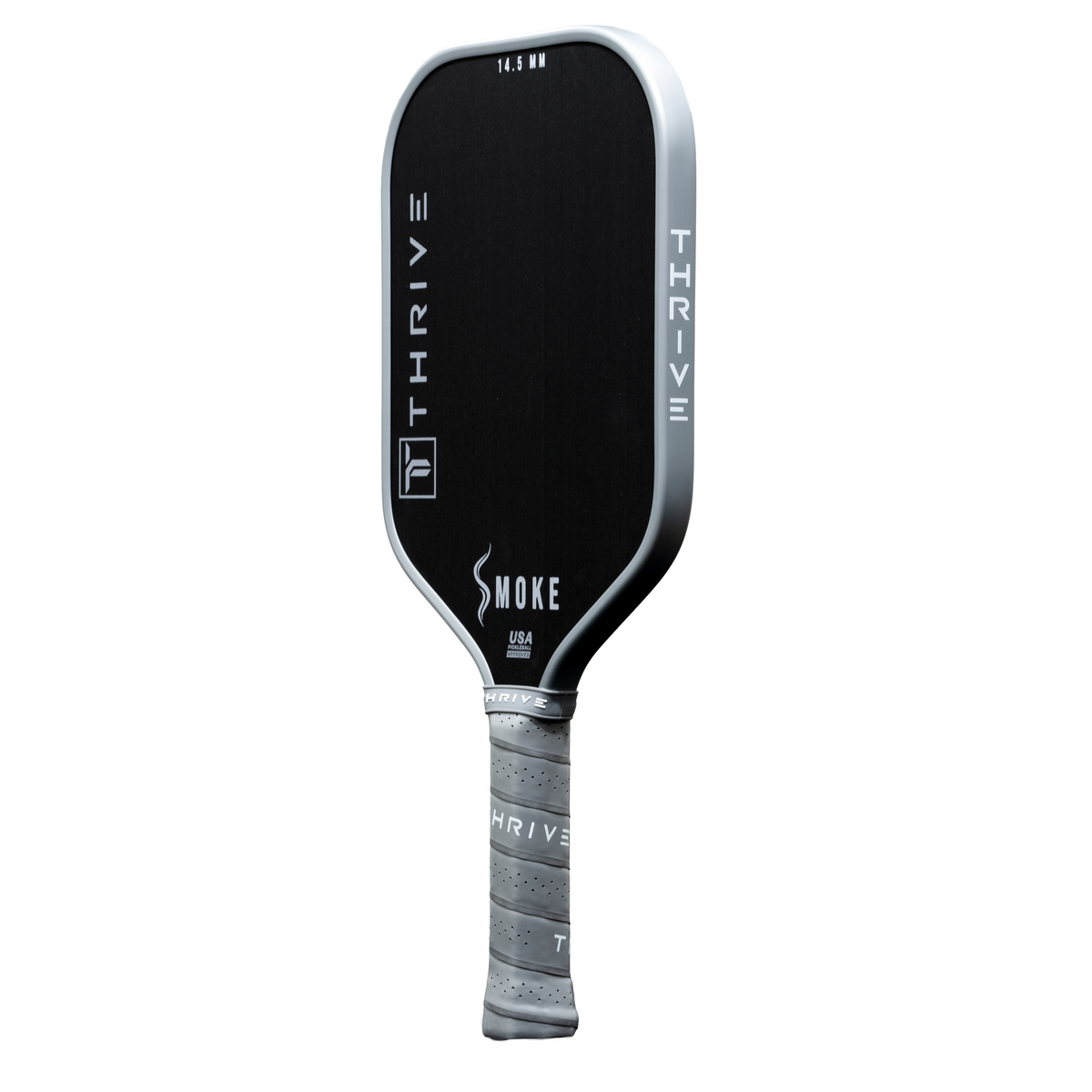 Thrive Smoke 14.5mm pickleball paddle, angled view