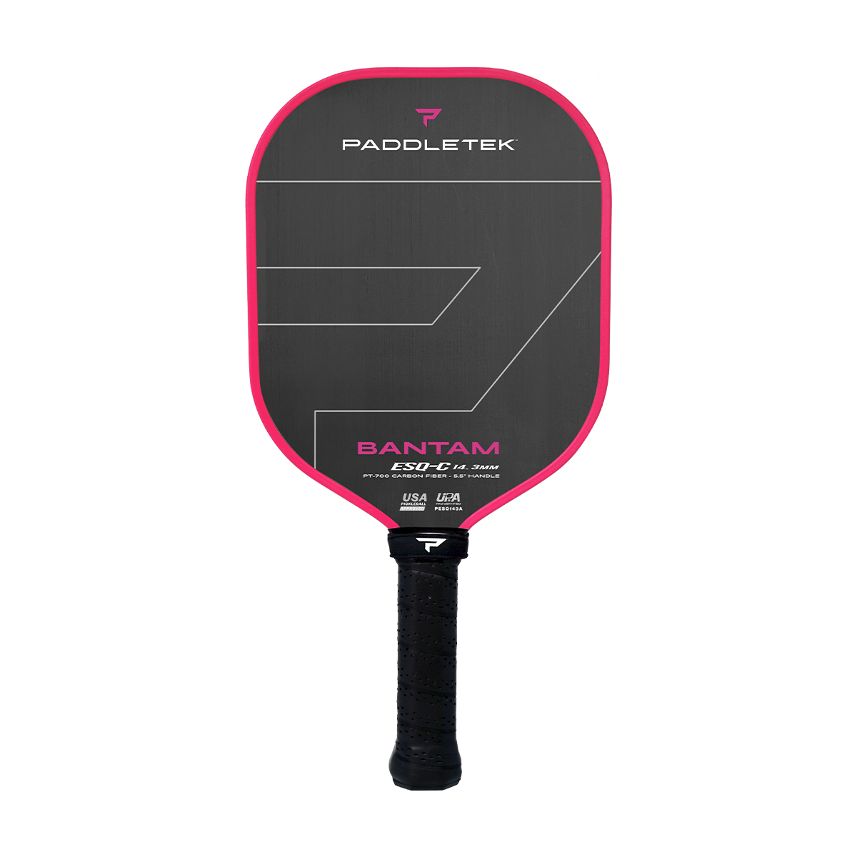 Paddletek Bantam ESQ-C 14.3mm pickleball paddle, Knockout Pink, front