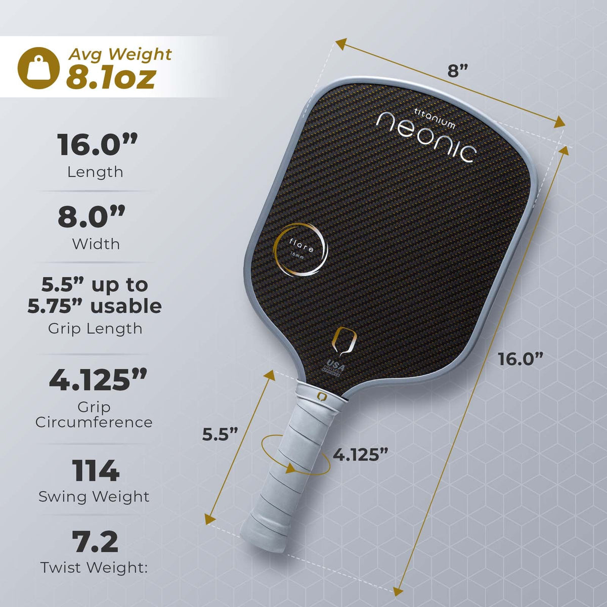 Neonic Flare Titanium 16mm, detail