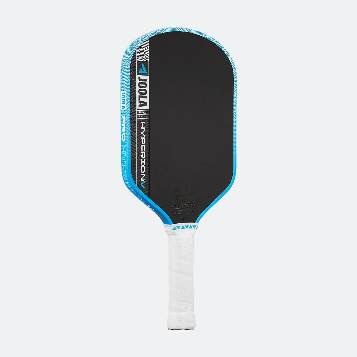 JOOLA Hyperion Pro V 14mm pickleball paddle, Bolt Blue, angled view