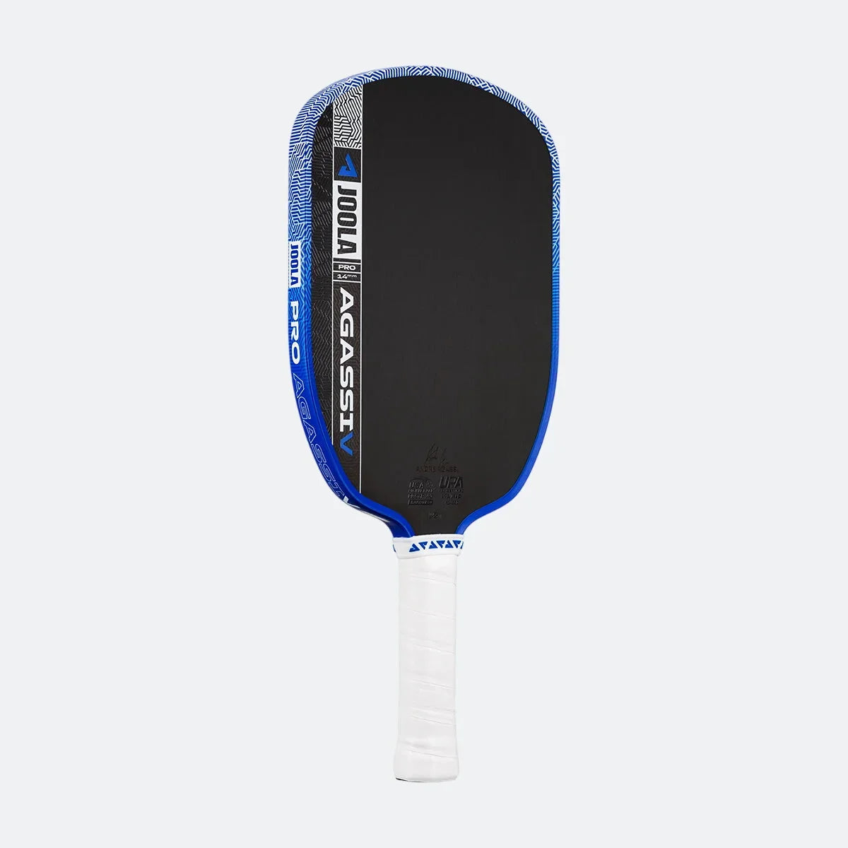 JOOLA Agassi Pro V 14mm pickleball paddle, Royal Blue, angled view